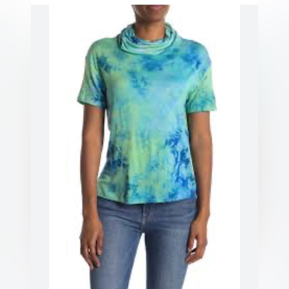 Vibrant Green and Blue Tie-Dye Women's Top